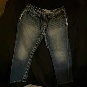 BKE denim blue jeans w/white stitch 34 R straight